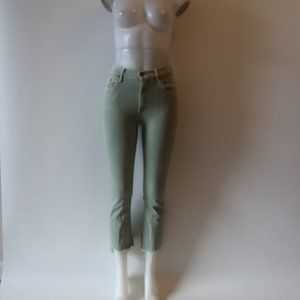 MOTHER INSIDER CROP STEP FRAY JEANS 27 sage green